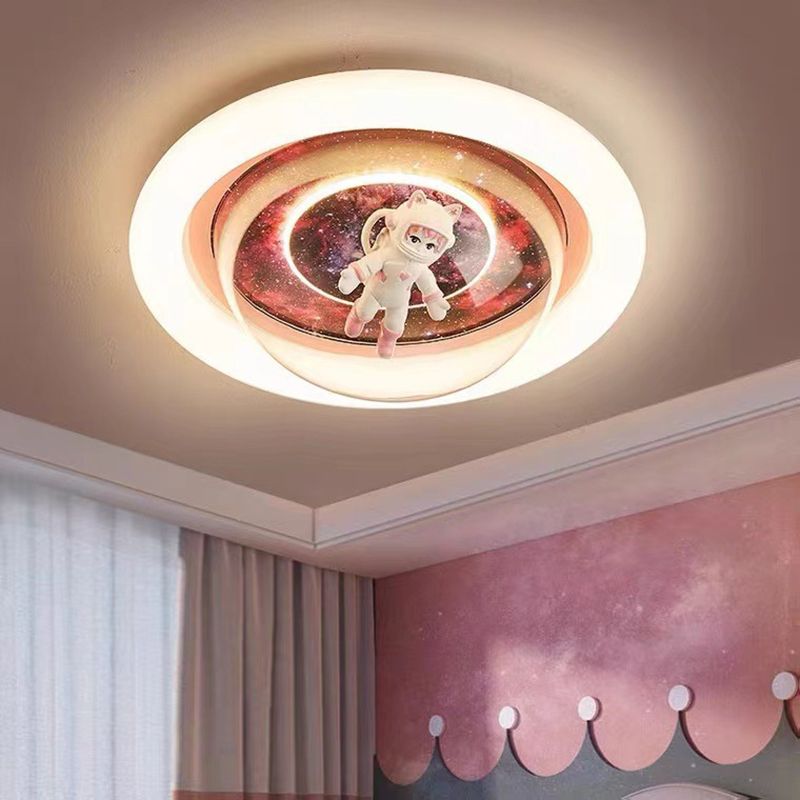 Kids’ Room Ceiling Light – Cosmic Astronaut Flush Mount Fixture