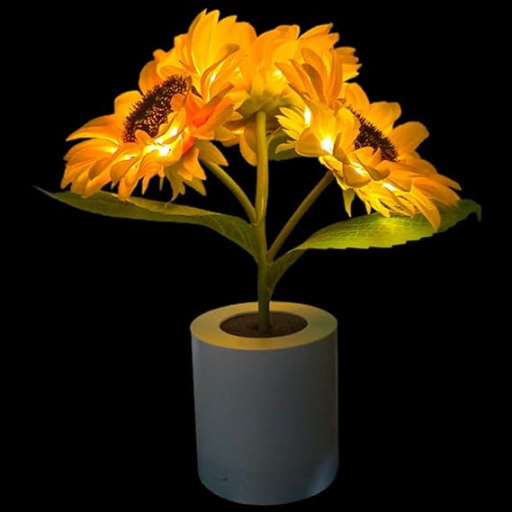Decorative Sunflower LED Table Lamp – Bright & Sparkling Floral Accent Light - Atelier Dubois Paris
