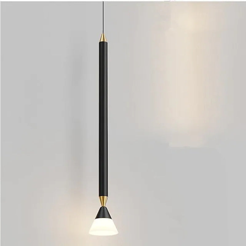 Contemporary Linear LED Pendant Light – Streamlined Design, Artistic Gold & Black Options