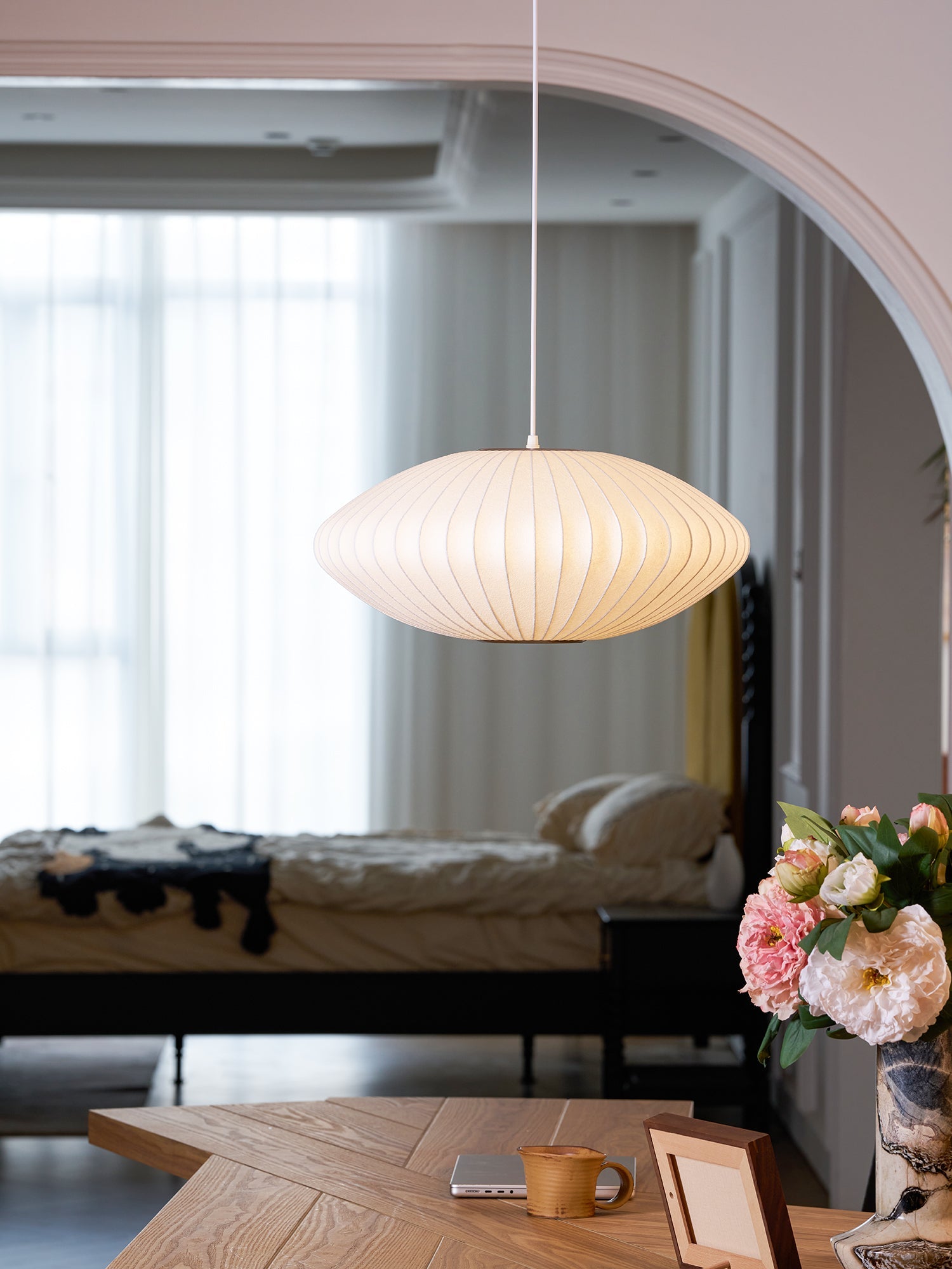 Modern Mulberry Fabric Bubble Chandelier – Hallway Decorative Pendant Lamp