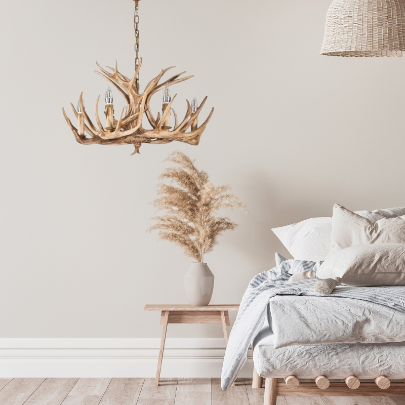 Artistic Deer Antler Chandelier – Retro Resin Horn Candle Light Design