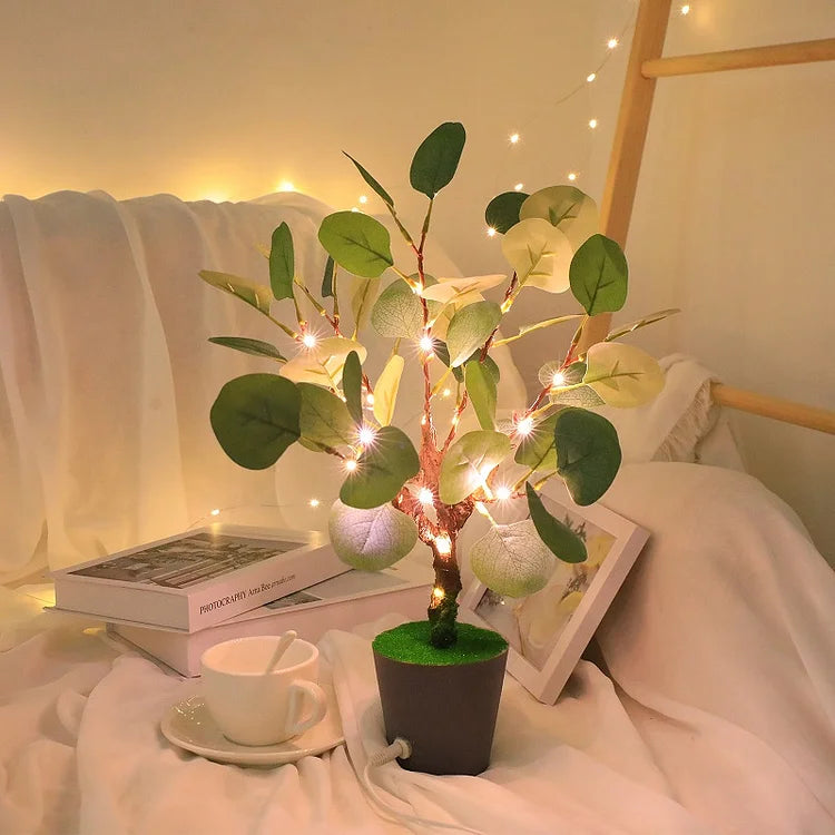 Lighted Eucalyptus Table Lamp Tree | USB Powered Christmas Lighting
