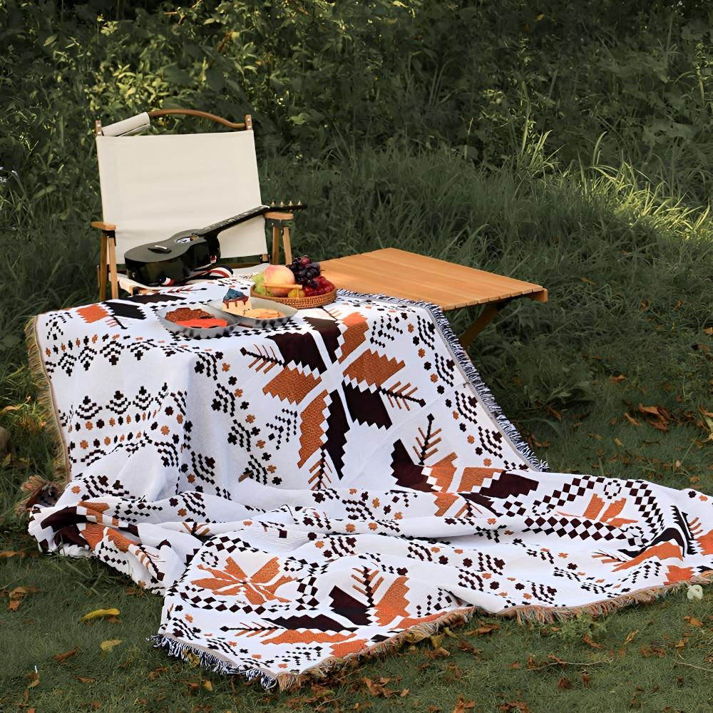 Patterned Boho Picnic Mat – Moroccan Style Outdoor Blanket