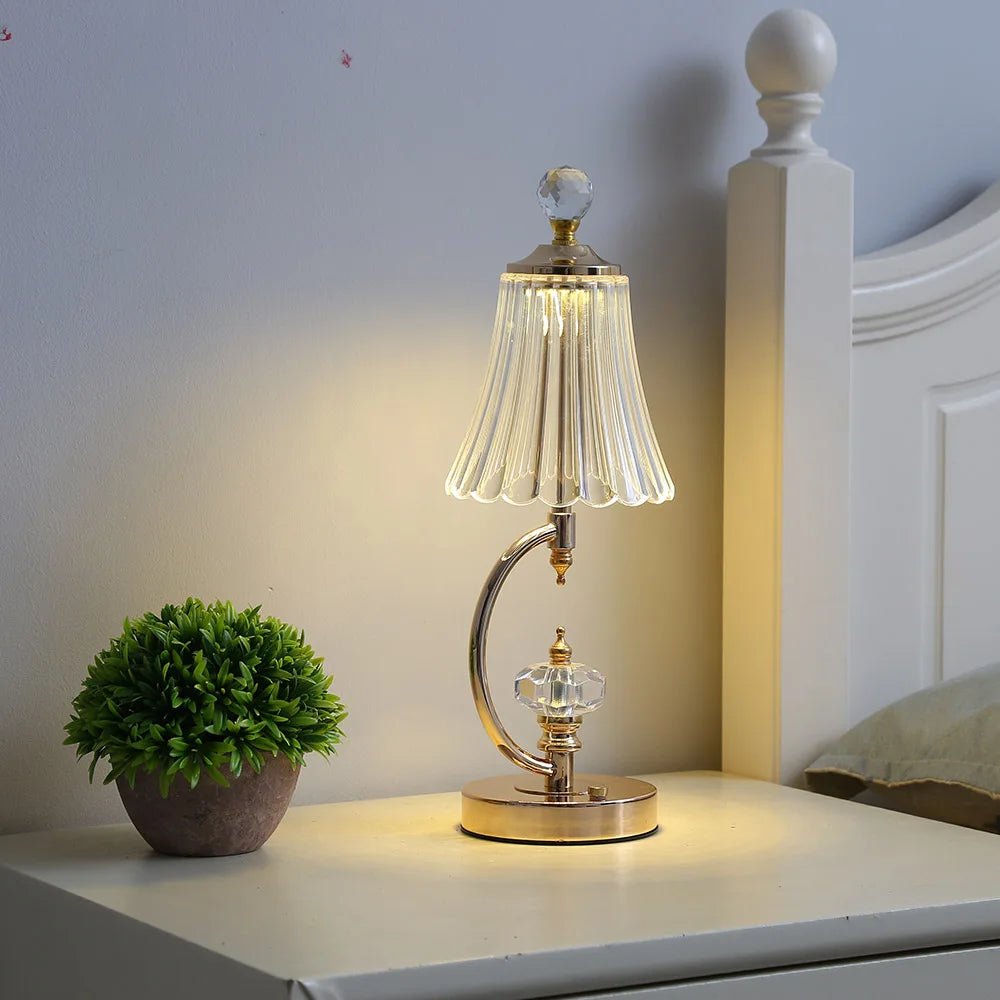 Luxury Vintage Golden Crystal Table Lamp | Bedside Lamp