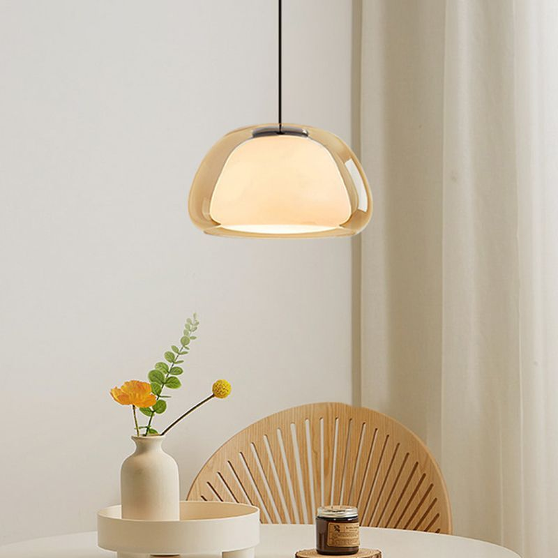 Jelly-Shaped Pendant Lamp | Milk Glass Shade