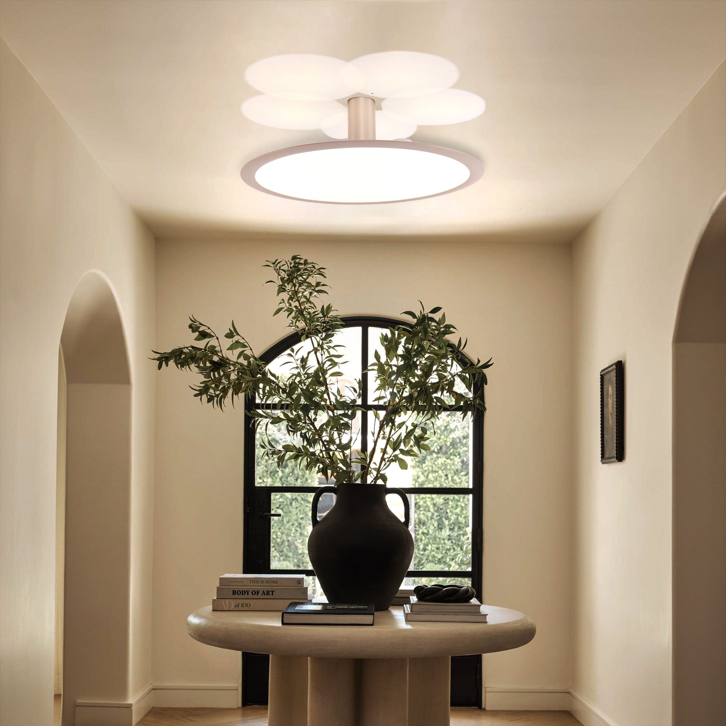 Brushed Rose Gold Aluminium Ceiling Light - Stepless Dimming Feature