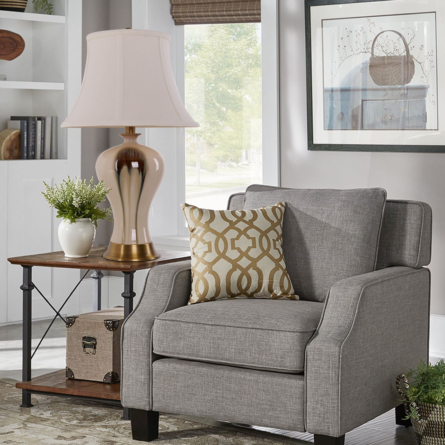 Glazed Ceramic Vase Desk Lamp – Black and Gold Gradient Finish