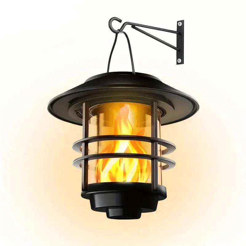 Solar Hanging Wall Lamp with Flickering Flames | Halloween and Christmas Decor