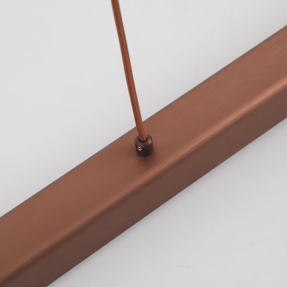 Contemporary Linear Metal Pendant Light – Black and Brown LED Lamp