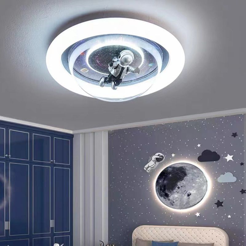 Kids’ Room Ceiling Light – Cosmic Astronaut Flush Mount Fixture