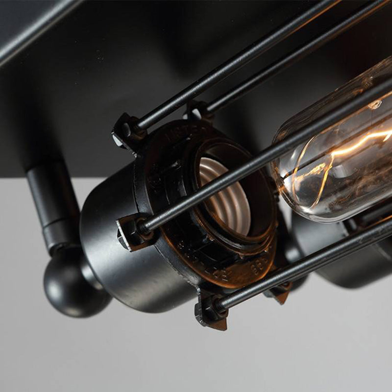 Stylish Vintage Style Ceiling Lamp – Black Metal Fixture with 4 Bulb Holders