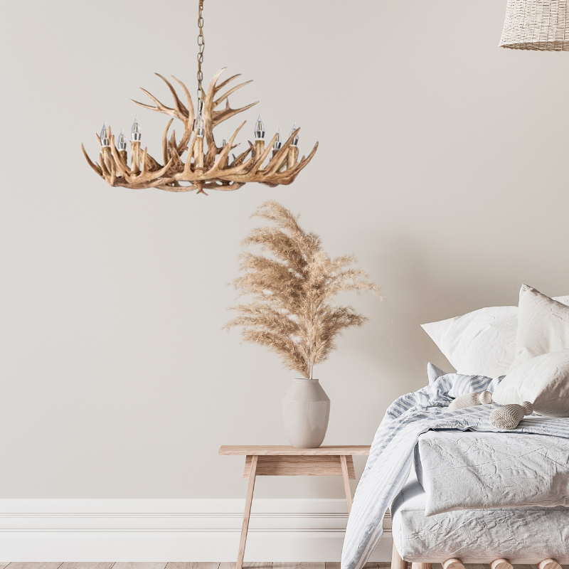 Artistic Deer Antler Chandelier – Retro Resin Horn Candle Light Design