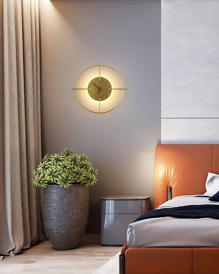 Modern Wall Lamp with Integrated Clock – Functional & Artistic LED Home Decoration