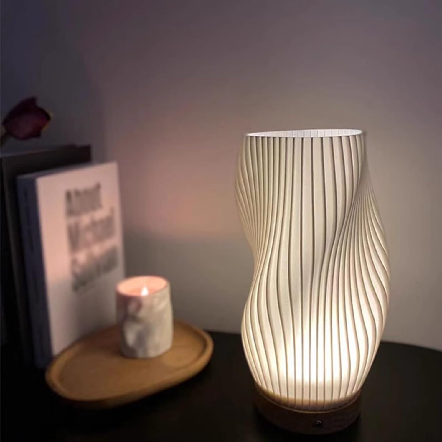 Elegant Coastal Design Lamp with Warm LED Light