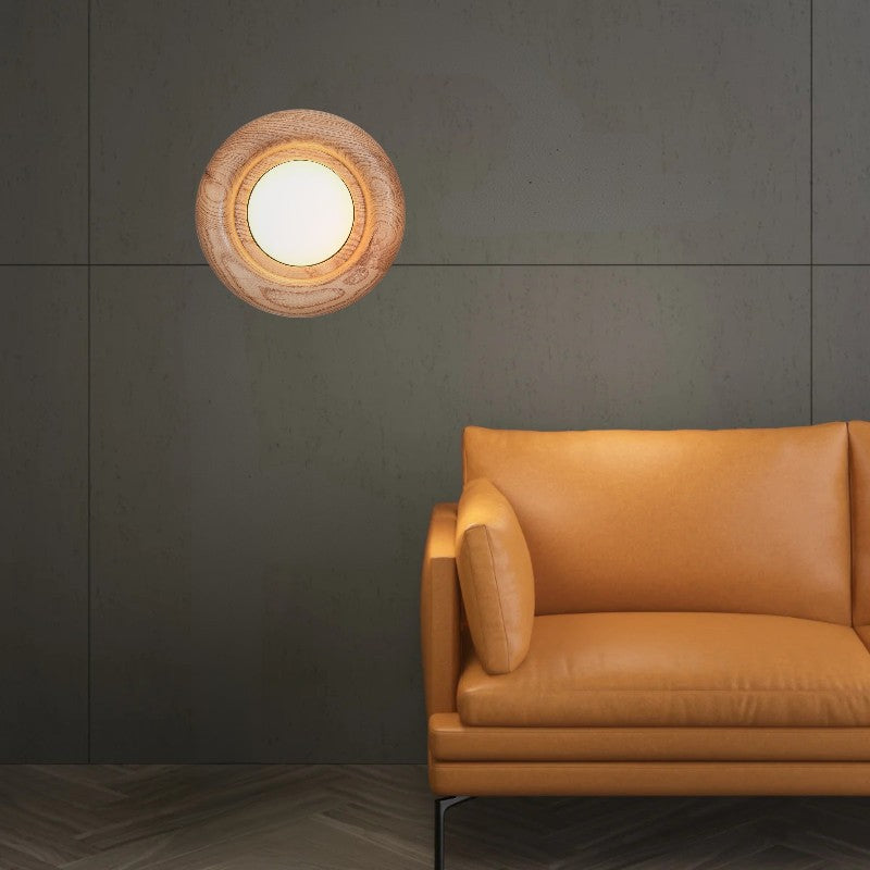 Walnut Round Lamp | Wall Mounted Light