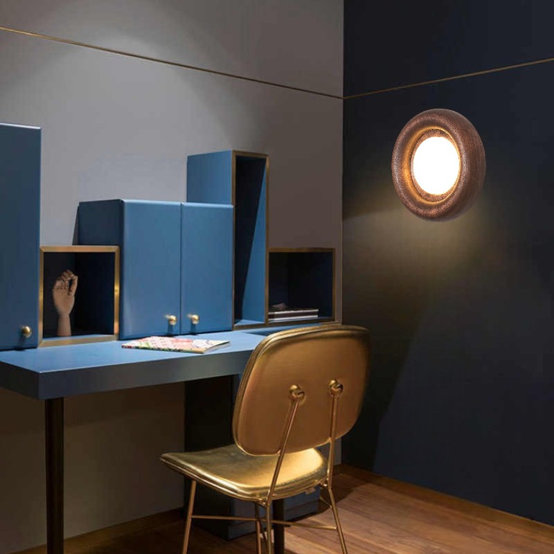 Walnut Round Lamp | Wall Mounted Light