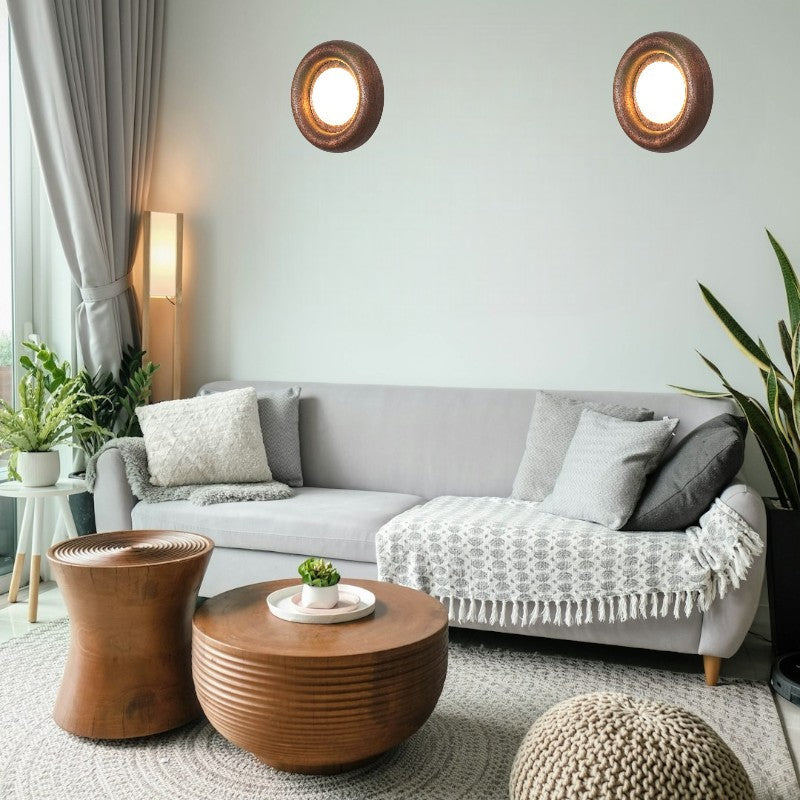 Walnut Round Lamp | Wall Mounted Light