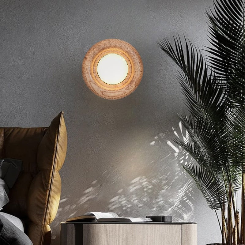 Walnut Round Lamp | Wall Mounted Light