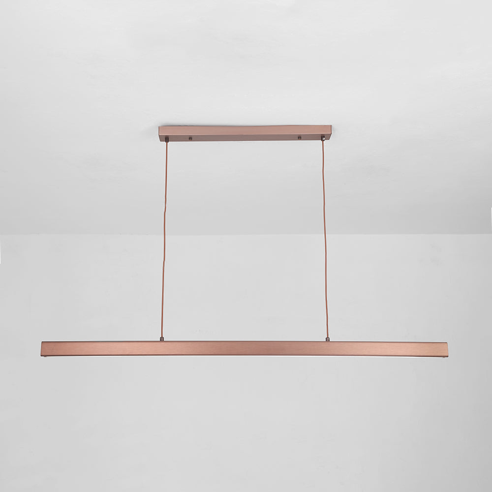 Contemporary Linear Metal Pendant Light – Black/Brown LED Ceiling Lamp