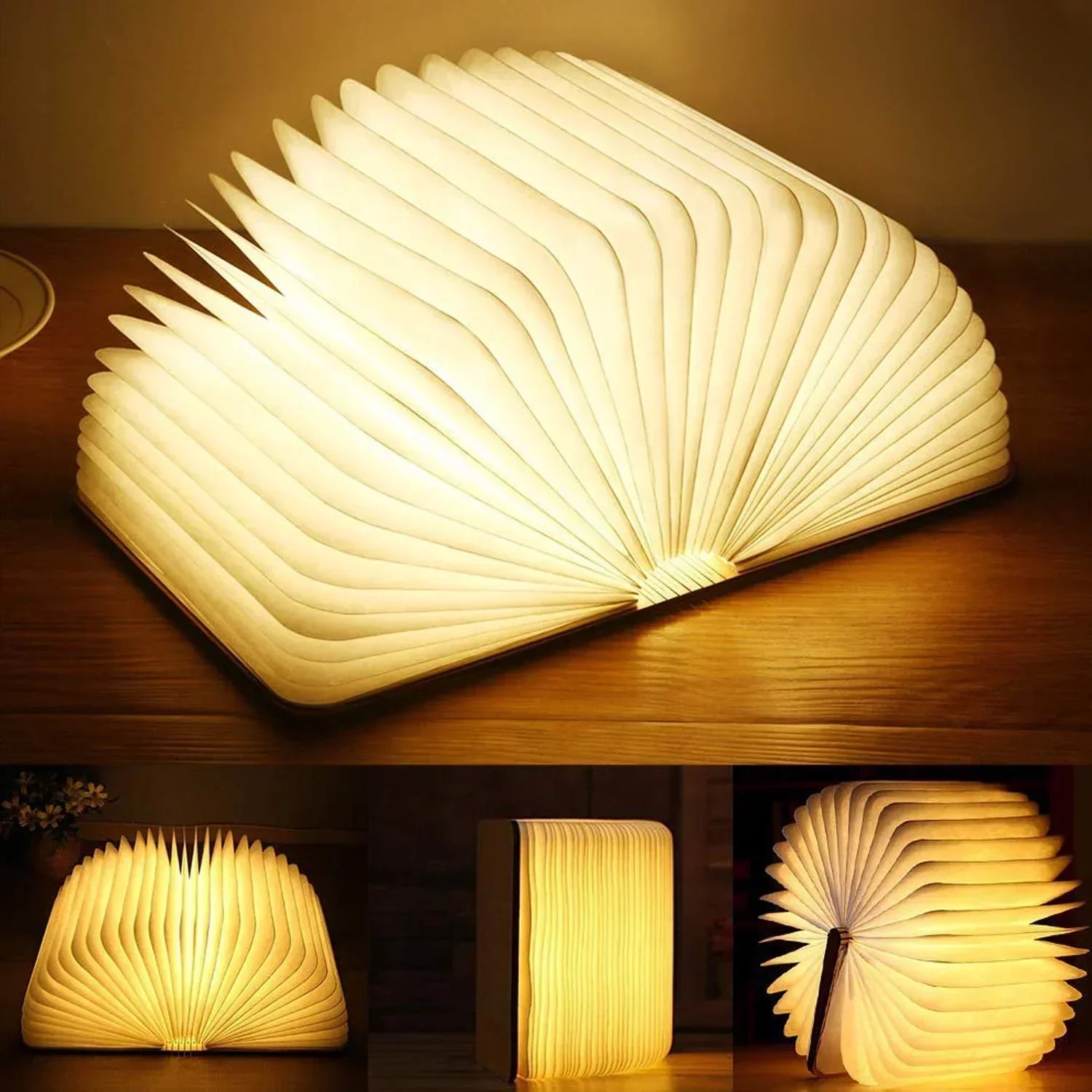 Wooden Enchanted Book Desk Lamp | Table Lamp