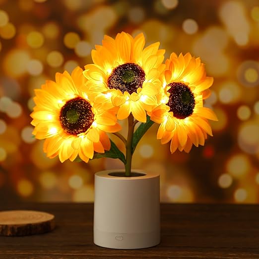 Decorative Sunflower LED Table Lamp – Bright & Sparkling Floral Accent Light - Atelier Dubois Paris