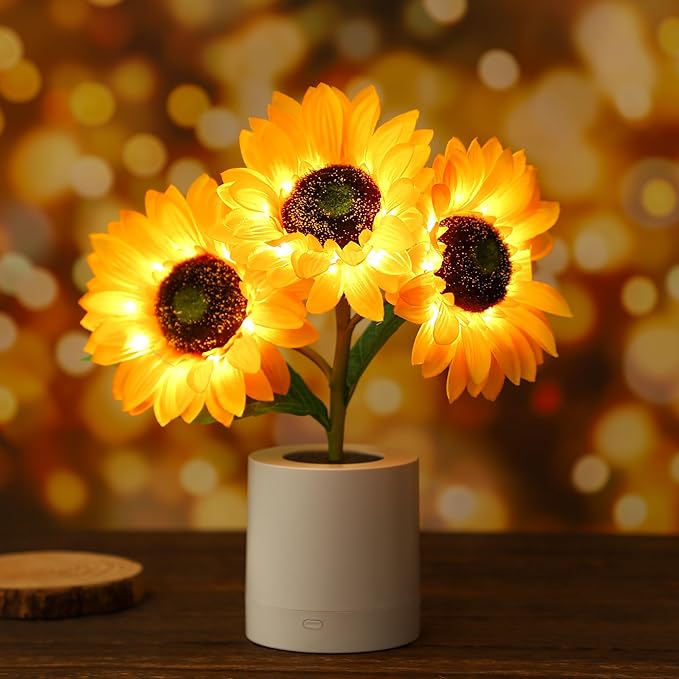 Decorative Sunflower LED Table Lamp – Bright & Sparkling Floral Accent Light - Atelier Dubois Paris