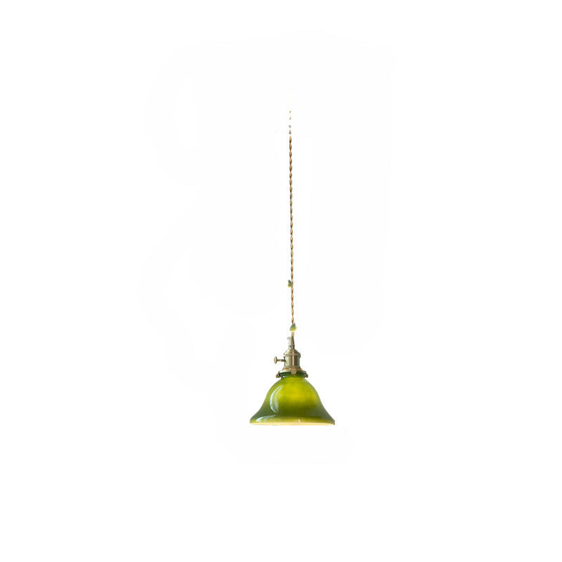 Dome Bell Pendant Lamp – Rustic Green Glass Shade