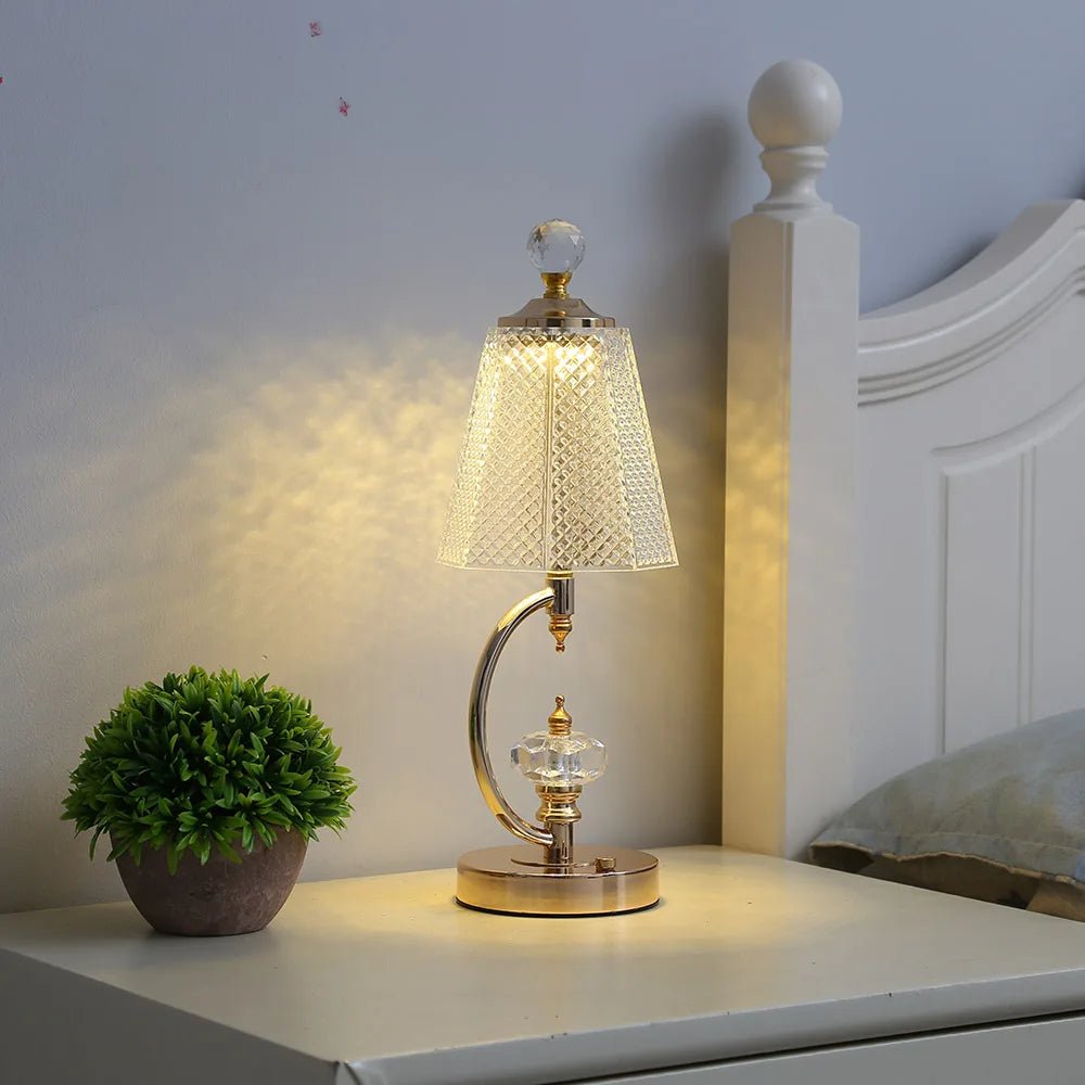 Luxury Vintage Golden Crystal Table Lamp | Bedside Lamp