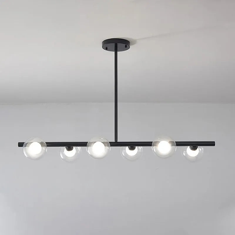 Nordic Linear Pendant Light – Bubble Glass Shades, Modern Design