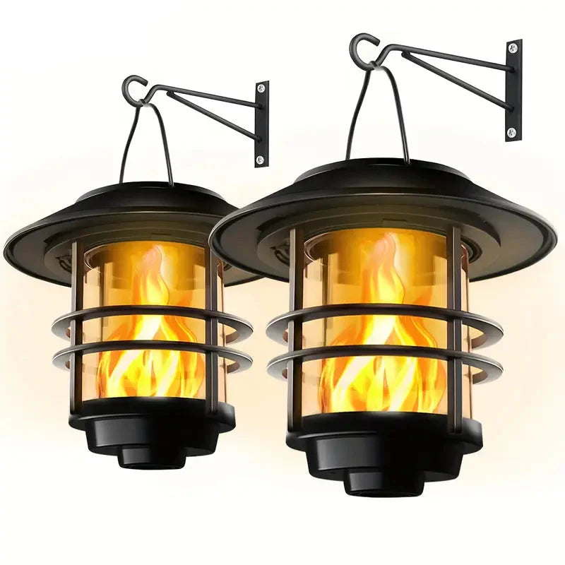 Solar Hanging Wall Lamp with Flickering Flames | Halloween and Christmas Decor