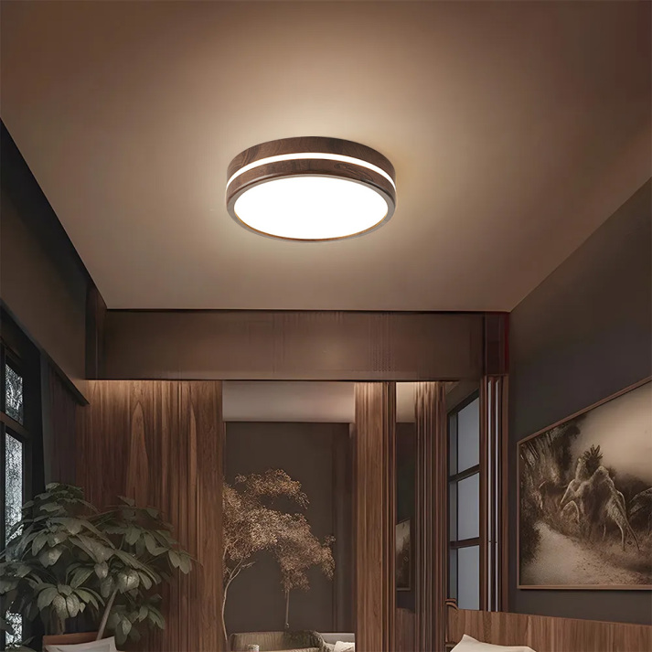 Round Wooden Ceiling Light | Tri-colour Ceiling Lamp