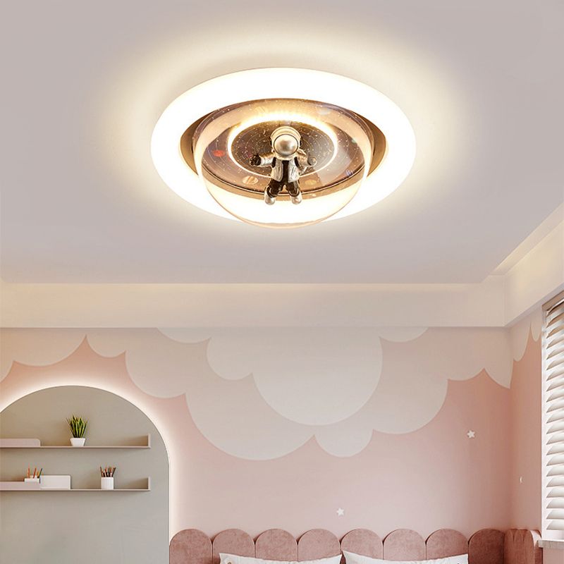 Kids’ Room Ceiling Light – Cosmic Astronaut Flush Mount Fixture