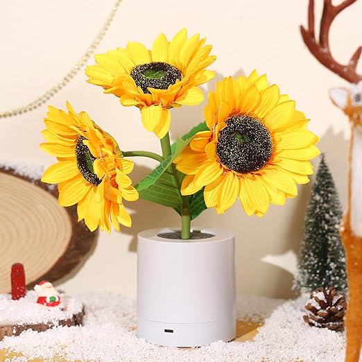 Decorative Sunflower LED Table Lamp – Bright & Sparkling Floral Accent Light - Atelier Dubois Paris