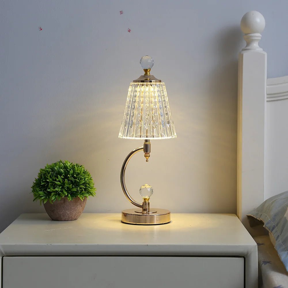 Luxury Vintage Golden Crystal Table Lamp | Bedside Lamp