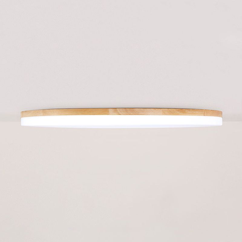 Slim Round Wood & Acrylic LED Ceiling Lamp – Dimmable Modern Lighting