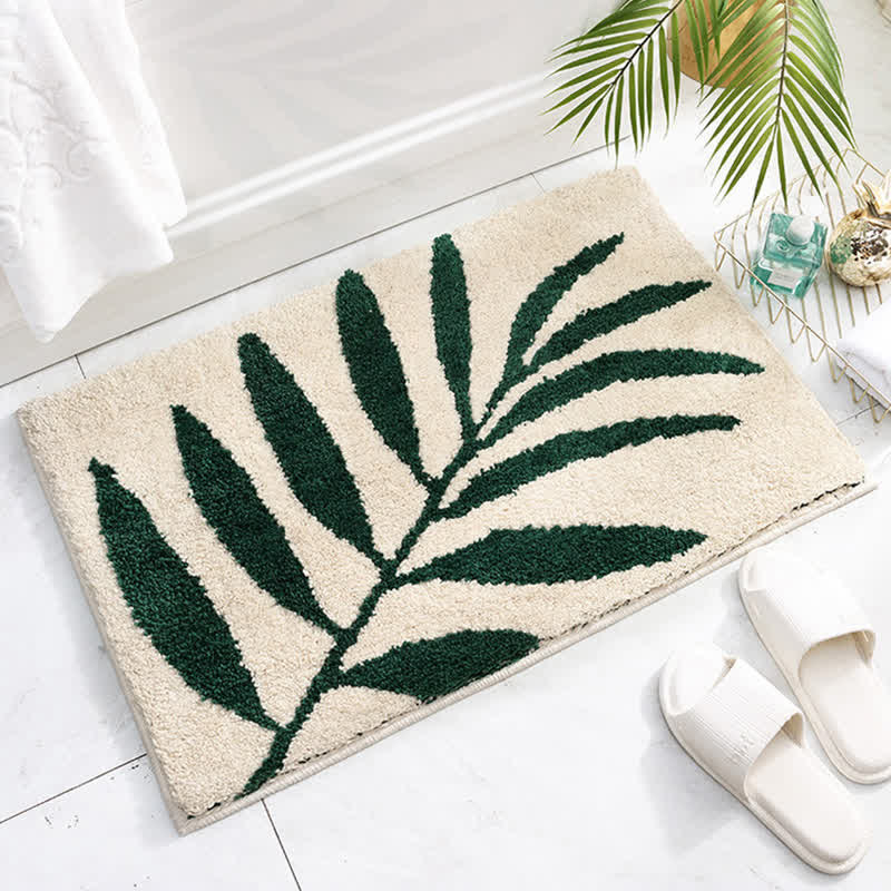 Green Leaf Printed Rug – Soft, Non-Slip Floor Mat for Home - Atelier Dubois Paris