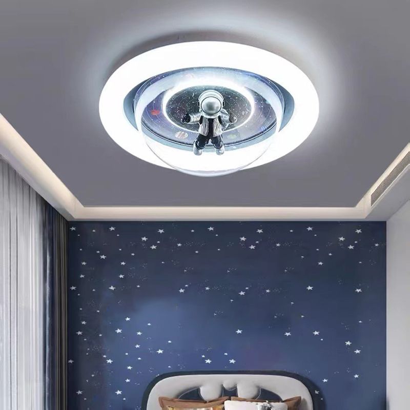 Kids’ Room Ceiling Light – Cosmic Astronaut Flush Mount Fixture