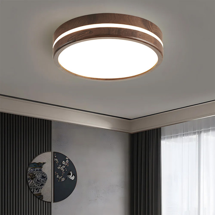 Round Wooden Ceiling Light | Tri-colour Ceiling Lamp