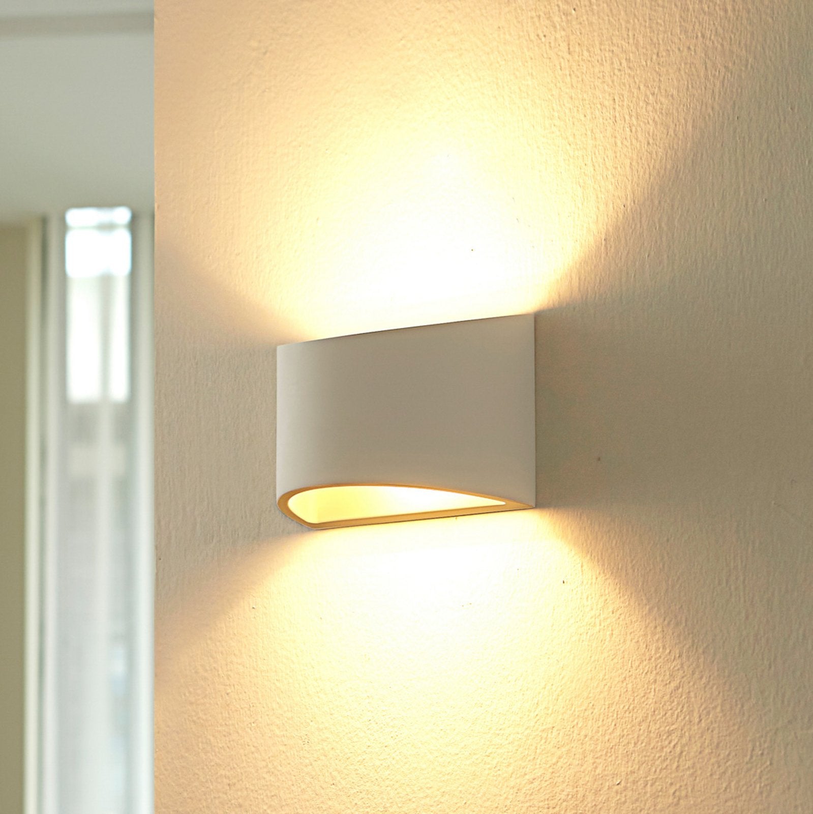 Modern White Plaster Wall Light – Uplight and Downlight Fixture