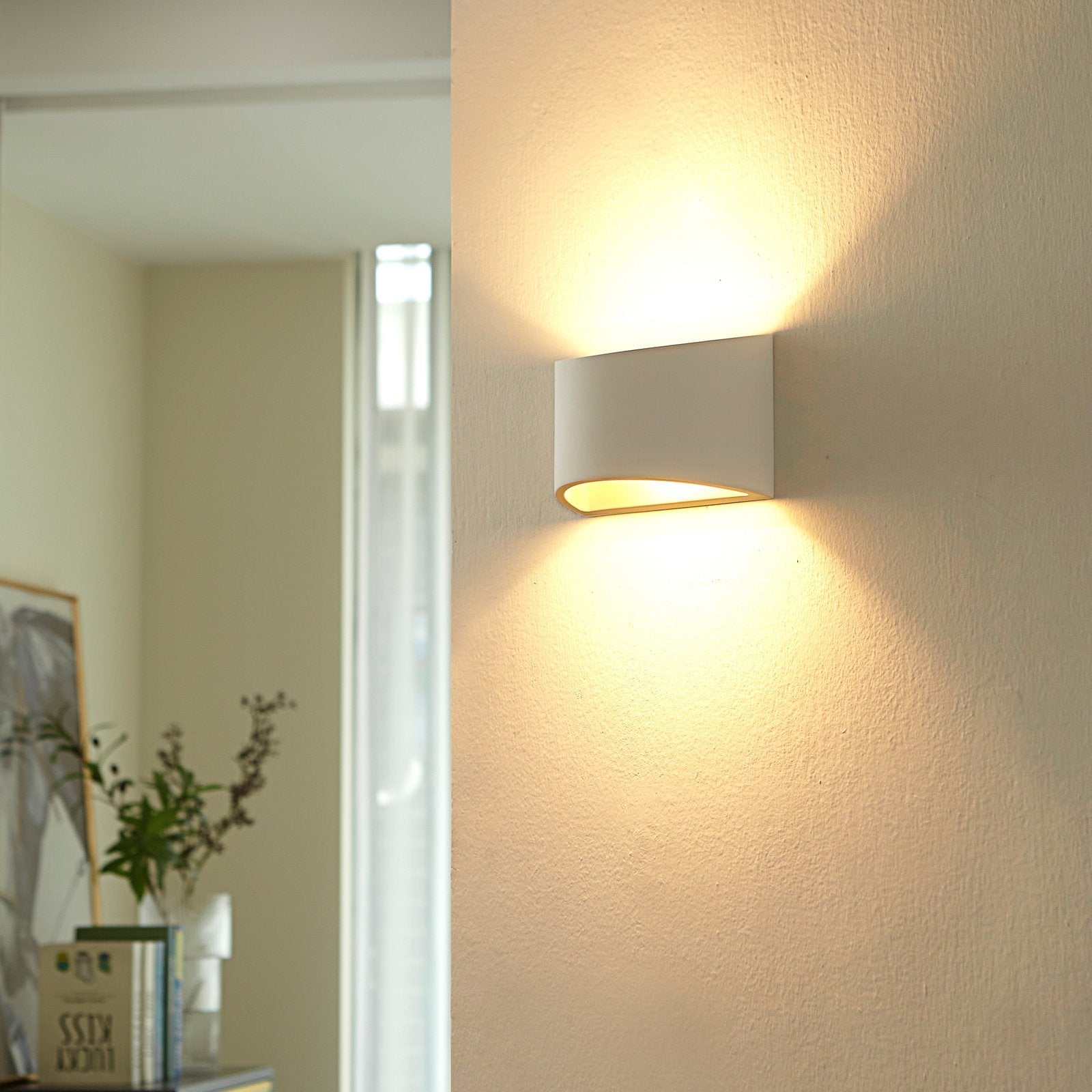 Modern White Plaster Wall Light – Uplight and Downlight Fixture