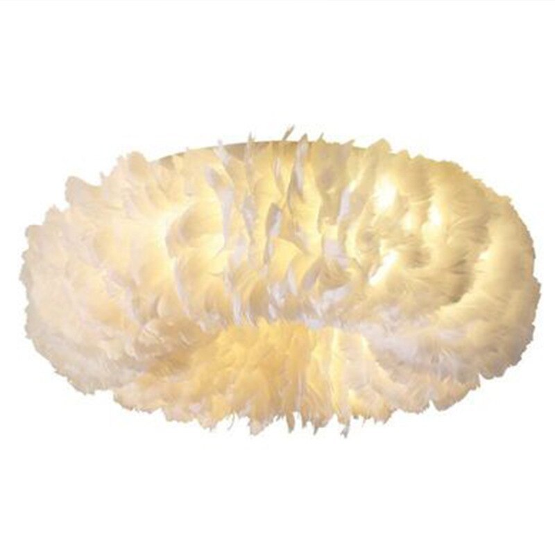 Round Flush Mount Ceiling Light – Swan Feather Inspired Design