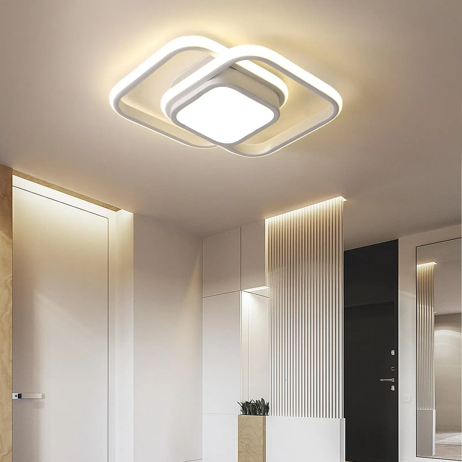 Dual Halo LED Ceiling Light | Minimalist Hallway Lighting