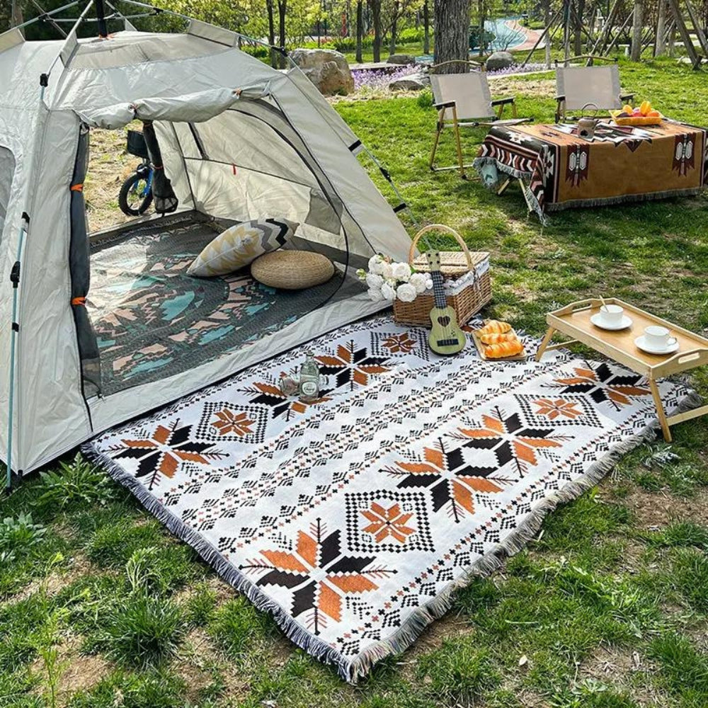 Patterned Boho Picnic Mat – Moroccan Style Outdoor Blanket