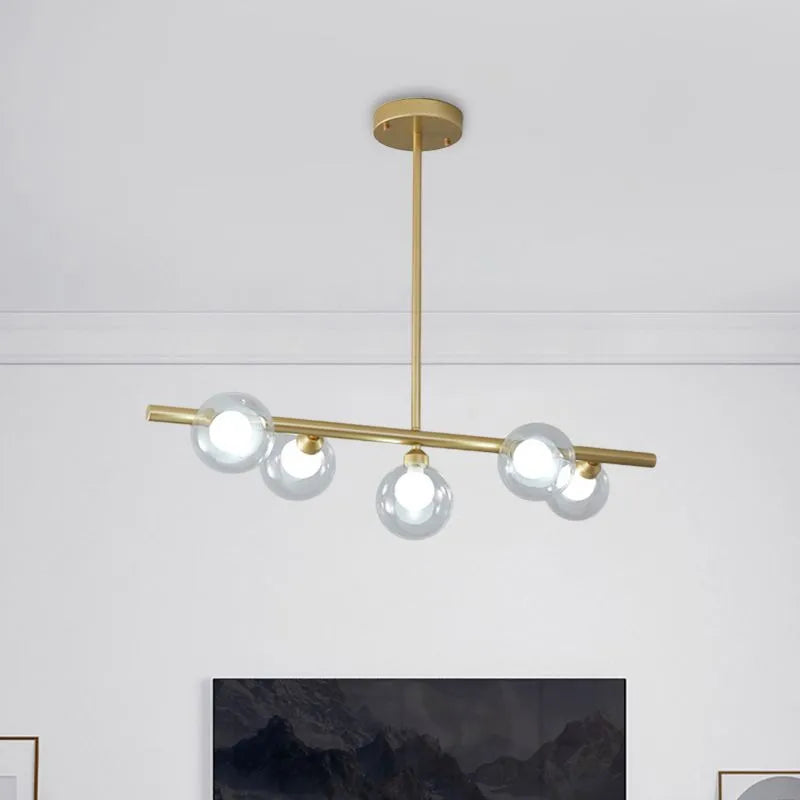 Nordic Linear Pendant Light – Bubble Glass Shades, Modern Design