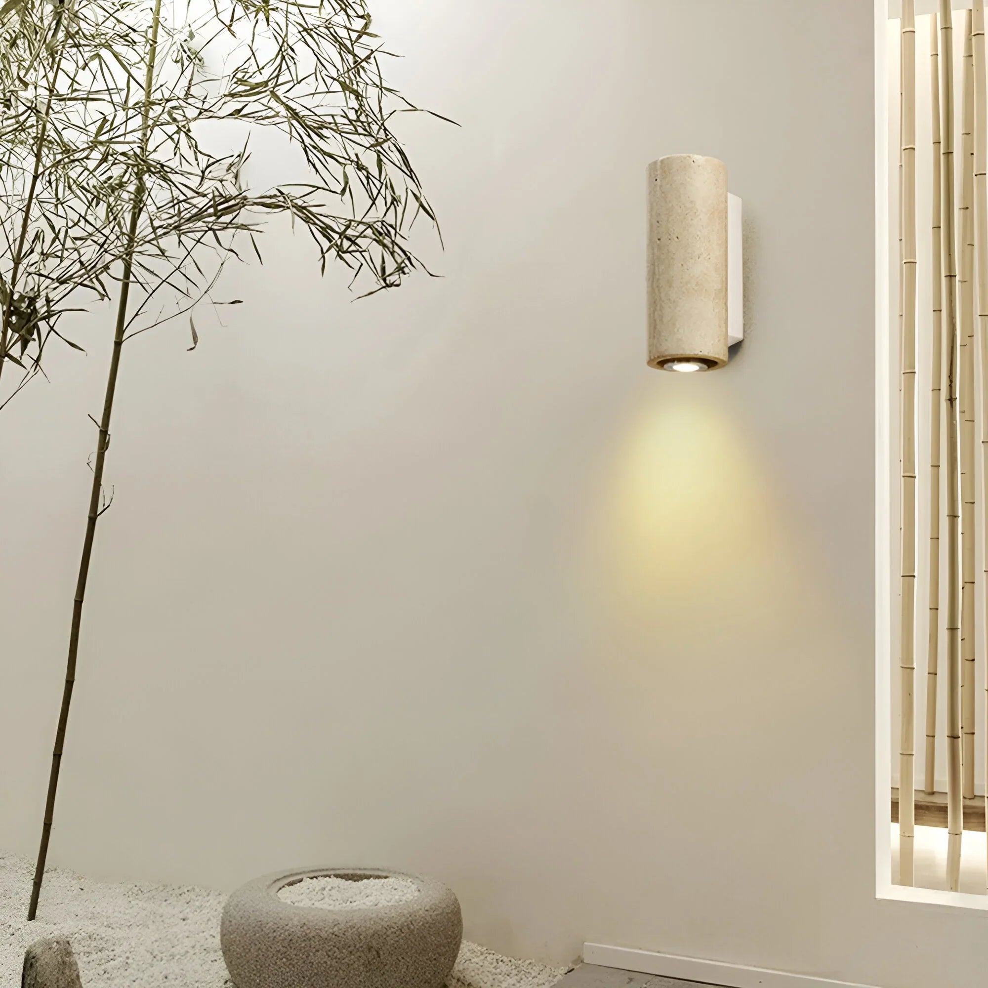 Travertine Wall Sconce – Natural Stone Light Fixture for Hallway or Bedroom