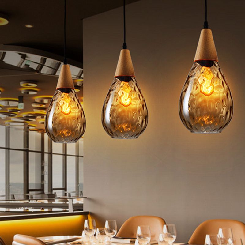 Teardrop Glass Pendant Light – Adjustable Metal Fixture