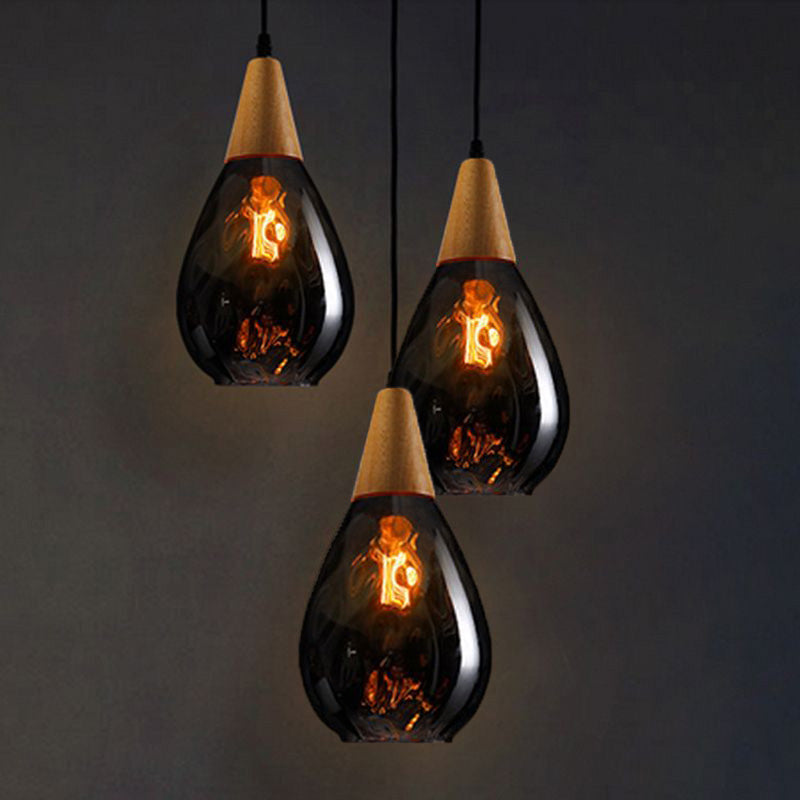 Teardrop Glass Pendant Light – Adjustable Metal Fixture