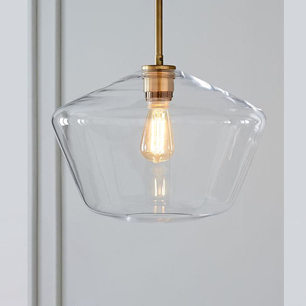 Diamond Shape Pendant Lamp – Modern Glass Shade with Metal Base
