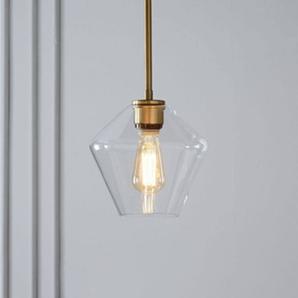Diamond Shape Pendant Lamp – Modern Glass Shade with Metal Base