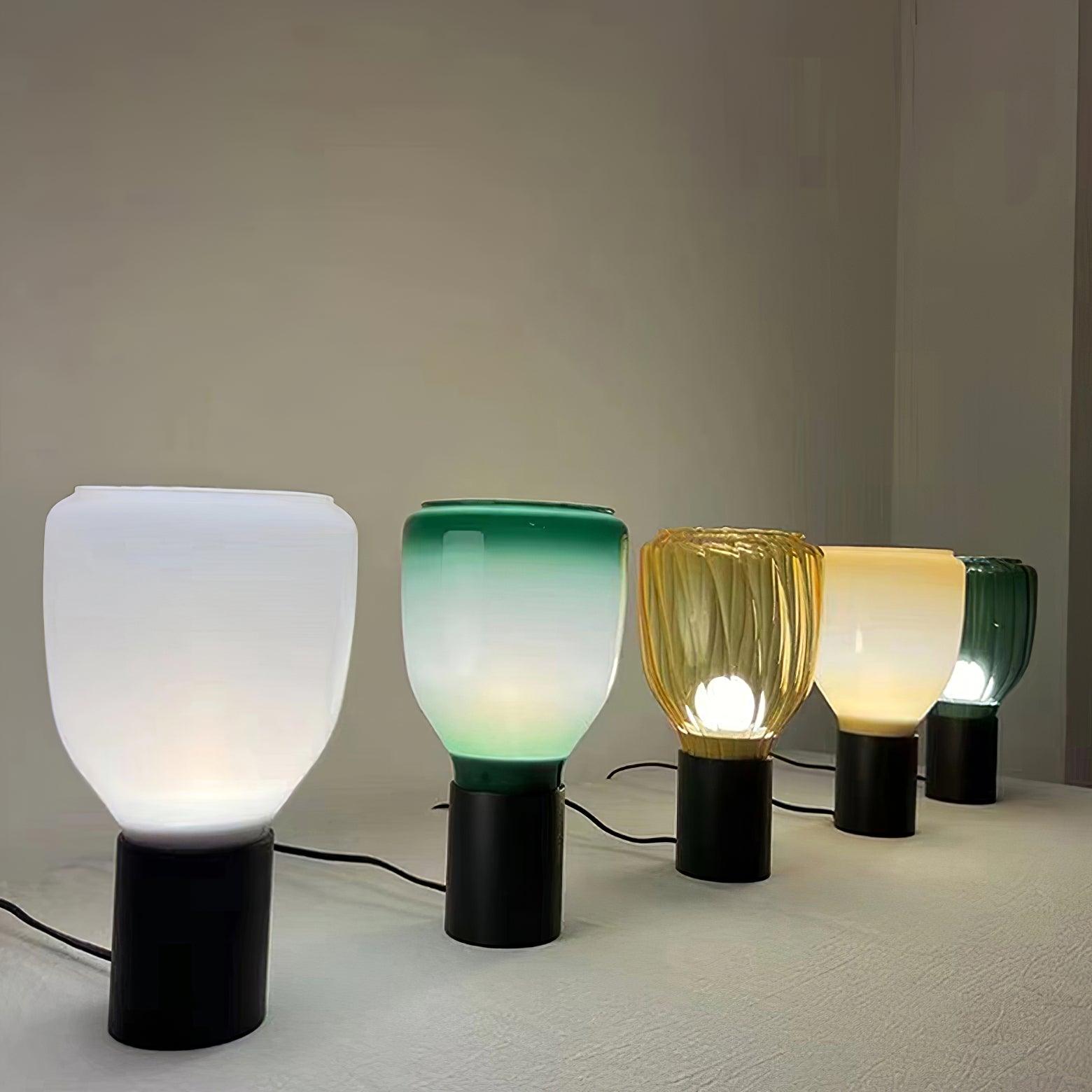 Decorative Green and Amber Glass Table Lamp – E26/E27 LED Compatible